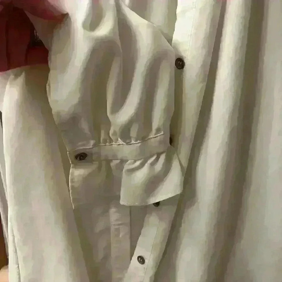 COPY - Cremieux No Collar White Button Down Shirt with ruffled sleeves Women XS - Picture 6 of 11